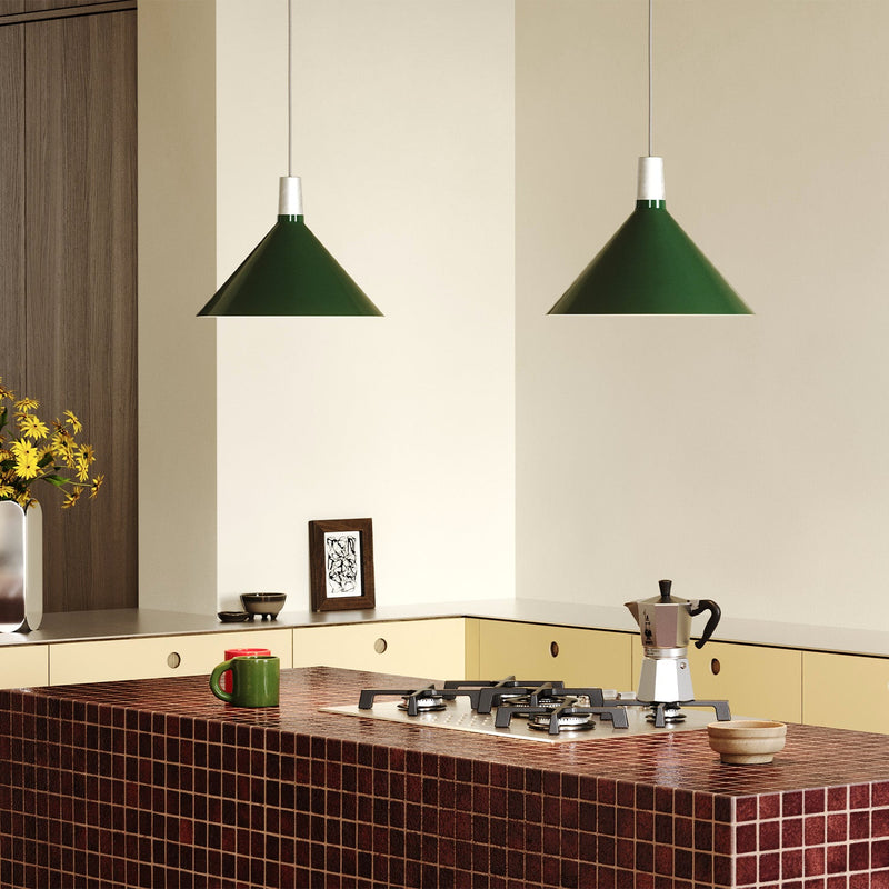 Bower Pendant Light Medium in Dark Green + Sphere IV